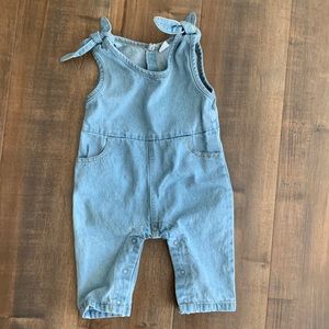 Cute boutique Jean Romper with ties